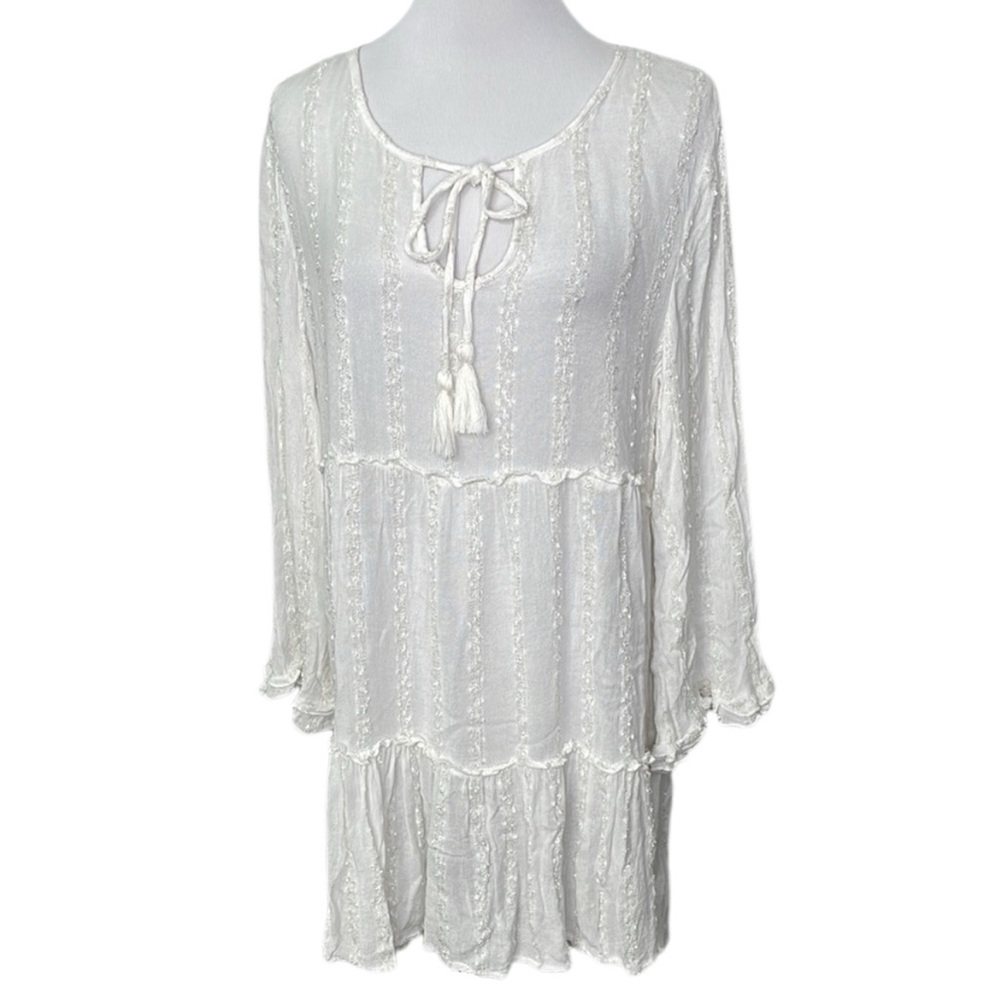 Blue Island Soft Ivory Boho Beach Pool Swim Coverup